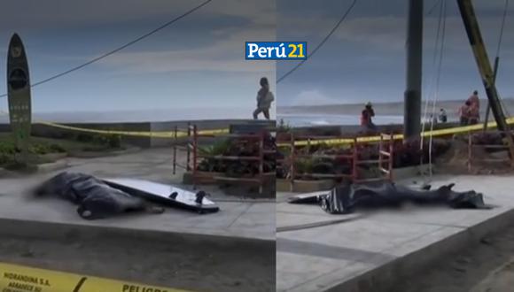 El cadáver fue trasladado a la morgue de Trujillo, mientras continúa la investigación para determinar las responsabilidades de este trágico accidente. (Foto: Canal N)