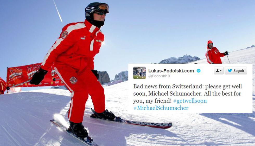 “Malas noticias desde Suiza: ponte bien pronto, Michael Schumacher. Todo lo mejor para ti, amigo”. Lukas Podolski, futbolista alemán. (EFE)