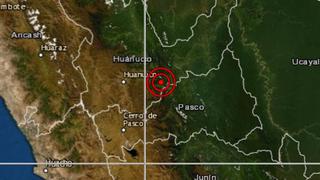 Pasco: sismo de magnitud 3,7 se reportó en Pozuzo, señala IGP