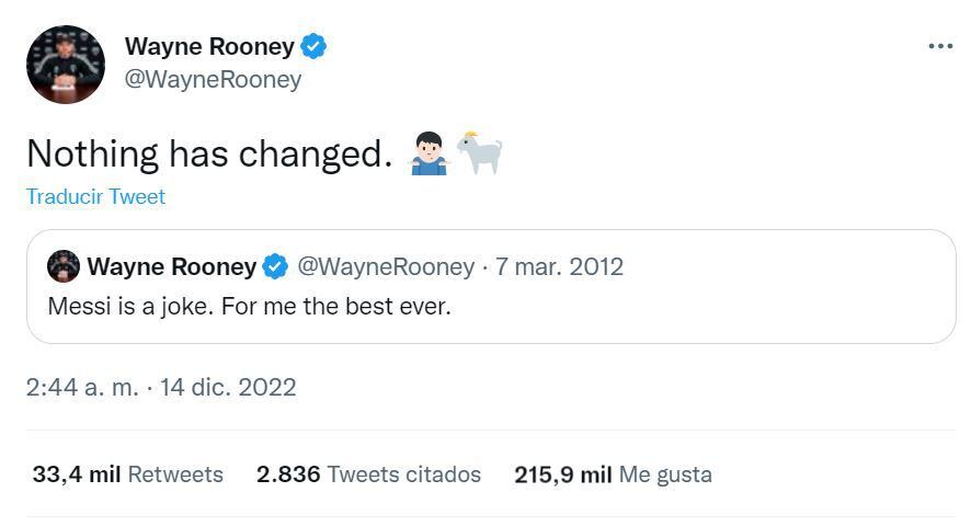 Wayne Rooney alabó la actuación de Lionel Messi en el Mundial. (Foto: Captura)
