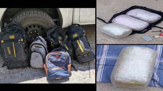 Tacna: taxi llevaba mochilas cargadas con casi 25 kilos droga y detienen a 9 personas