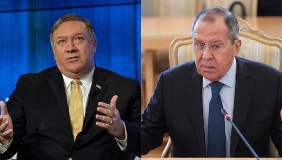 El secretario de Estado de Estados Unidos, Mike Pompeo, y el ministro de Exteriores ruso, Serguéi Lavrov. (Foto: AFP)