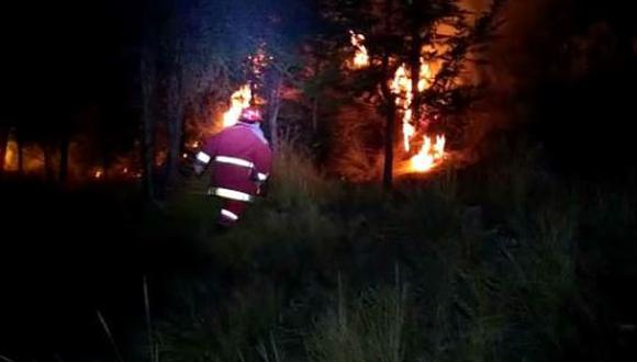 Policía Nacional investiga el incendio forestal en golf ubicado al frente del sector Los Punos-Juan Pablo II en La Oroya. (Foto: Andina)