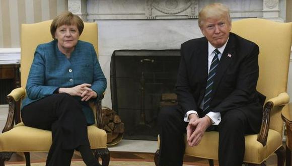 Donald Trump y Angela Merkel reunidos en el Salón Oval (elcolombiano.com).