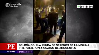 Miembros de la Policía Nacional y serenazgo capturan a cuatro delincuentes en La Molina