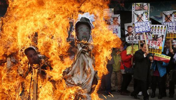 ARDE COREA. Protesta surcoreana encendió la ira de Norcorea. (AP)