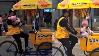 TikTok: Heladero peruano que cuida a su hija mientras trabaja en las calles se vuelve viral | VIDEO