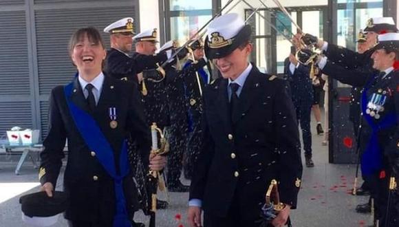 En un reconocimiento formal de la unión, la Armada de Italia envió a la guardia de honor a la ceremonia. (Foto: Facebook - Elisabetta Trenta)