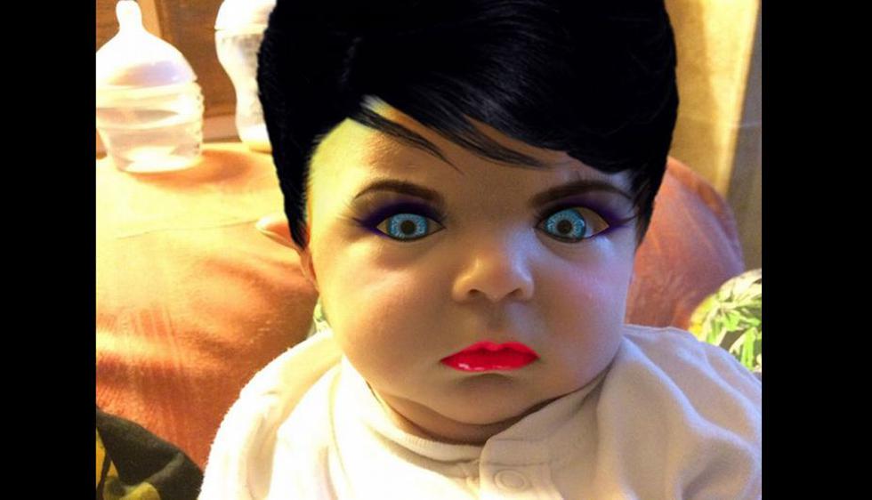 Maquillaje virtual de un bebe causa furor en la web. (Unicornreality/ imgur)
