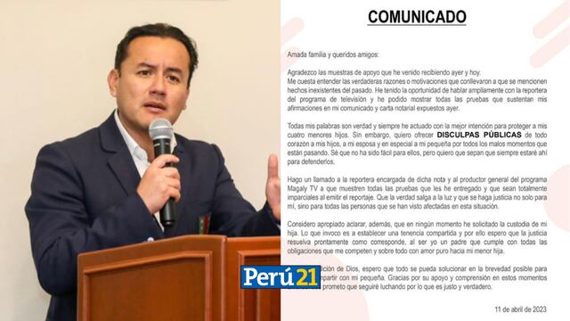 Richard Acuña pide disculpas públicas tras escándalo: “Que la verdad salga a la luz y que se haga justicia”