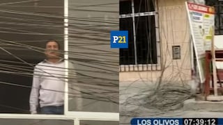 Los Olivos: Cansada de las marañas de cables, mujer los corta y deja sin teléfono e internet a toda su cuadra
