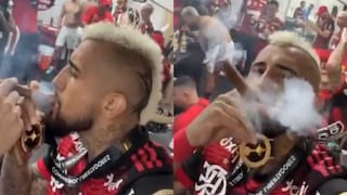 Las celebraciones de Arturo Vidal: el jugador fumó puro tras salir campeón de la Copa Libertadores