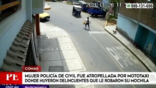 Mujer policía de civil fue asaltada y en un intento de capturar a ladrones en mototaxista fue atropellada [VIDEO]