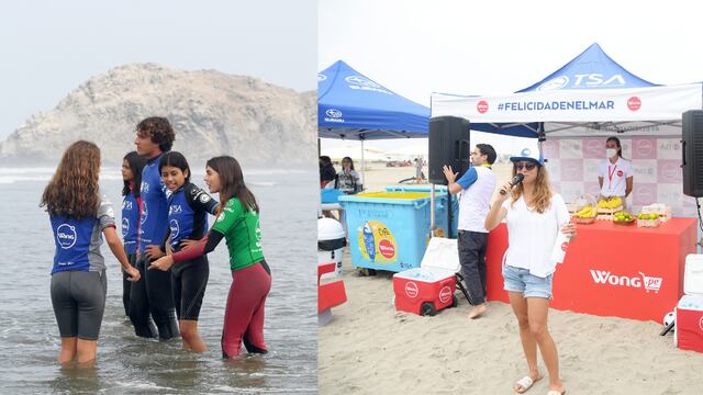 Sofía Mulanovich y Wong premian a jóvenes surfistas ganadores de la Copa Asia Surf Kids