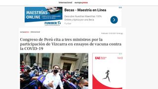 Medios internacionales informan así sobre presunta vacunación del expresidente Martín Vizcarra [FOTOS]