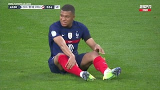 Mbappé se lesionó jugando con Francia y no pudo seguir jugando ante Dinamarca [VIDEO]