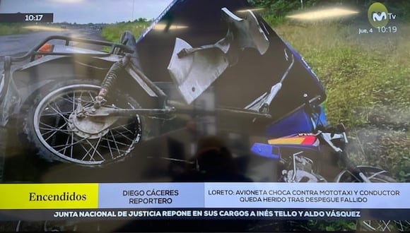 Mototaxi impacta contra avioneta en Loreto. (Captura: RPP)