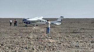 Ica: Avioneta aterriza de emergencia en las pampas de Nazca [VIDEO]
