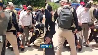 Pedro Castillo humilla a la Policía Nacional y hace que agentes le amarren los zapatos | VIDEO 