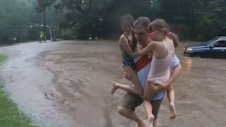 Padre con camiseta de Guerrero rescata a sus hijas de fuerte inundación en Maryland [VIDEO]