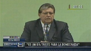 Alan García: ‘No ha sido el mejor día para la democracia en el Perú’