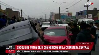 Ate Vitarte: Choque de autos dejó dos heridos en la Carretera Central | VIDEO