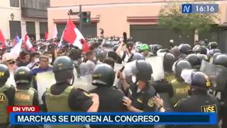 Se registran incidentes entre policías y manifestantes que intentan llegar al Congreso | VIDEO