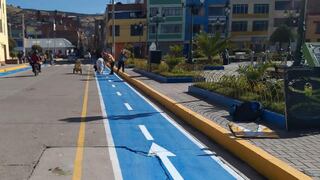 Pintan ciclovías en calles de Puno para promover el uso de bicicletas