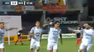 Gol de Gianluca Lapadula para el 1-0 de Benevento sobre Ascoli por la Serie B de Italia
