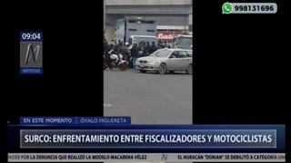 Surco: se reporta enfrentamiento entre fiscalizadores y motociclistas en el Óvalo Higuereta [VIDEO]