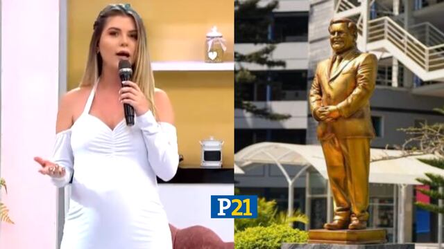 Brunella Horna se incomoda por pregunta sobre estatua de César Acuña: “No te metas con mi suegro”