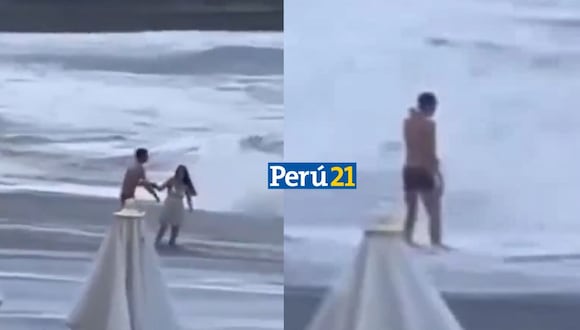 Mujer desaparece en mar al ser arrastrada por ola en Rusia (Foto: Twitter)