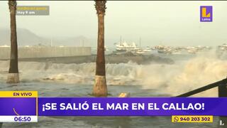 Fuerte oleaje en el Callao inunda la Plaza Miguel Grau y genera preocupación