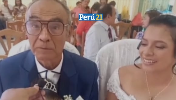 Ella tiene 29, él 79 y recientemente se casaron por civil en la Municipalidad Provincial de Coronel Portillo, en Pucallpa. (Captura de Video).