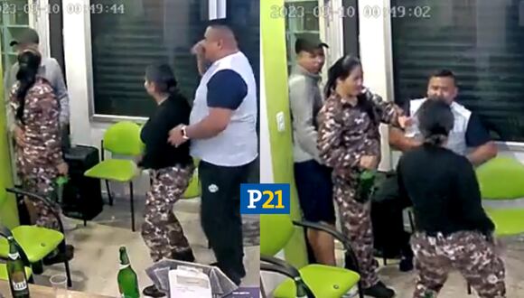 Video de dos agentes penitenciarias con presuntos reos. (Foto: Composición Perú21)