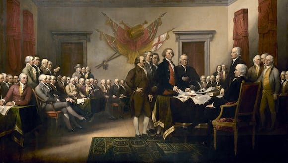 Cuadro del pintor estadounidense John Trumbull. Se encuentra en la rotonda del capitolio de los Estados Unidos (Washington D.C.) y representa la presentación al Congreso del documento que establecía la Declaración de Independencia de los Estados Unidos.