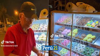Abuelito sale adelante con emprendimiento de donuts al paso y en TikTok lo felicitan: “Qué crack” [VIDEO]