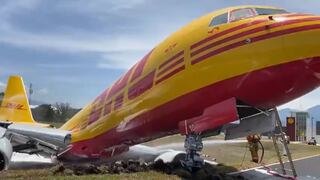 Avión de DHL se parte en dos durante aterrizaje de emergencia [VIDEO]