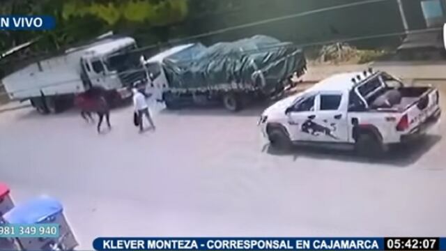 Cajamarca: Empresario arrolla a los ladrones que intentaron robarle 20 mil soles [VIDEO]