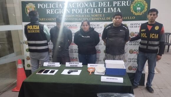 Rosmel Vergara Alonso (33), Eric Yarango Quiñones (35) y Lidia Chávez Durand (28), integrantes de la banda criminal.