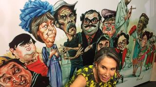 Florinda Meza inaugura exposición de caricaturas en homenaje a 'Chespirito'