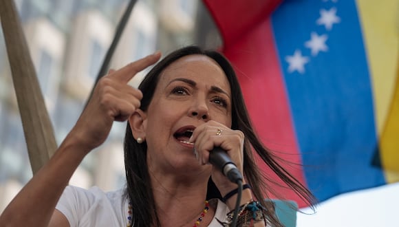 La líder de la oposición venezolana, María Corina Machado, fue sancionada por el tribunal de su país. (Foto de Gabriela Oraa / AFP)