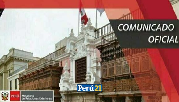 Comunicado del Gobierno peruano sobre ataques a Israel. (Imagen: RREE)