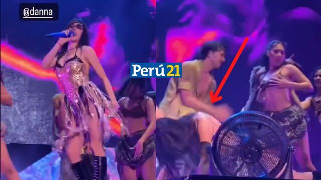 Danna Paola sufre caída en pleno escenario durante concierto en Lima (VIDEO)