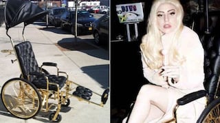 Lady Gaga se recupera de operación en silla de ruedas bañada en oro
