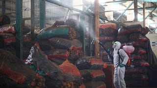 Desinfectan más de mil puestos del Gran Mercado Mayorista de Lima