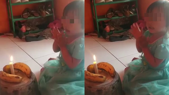 Niña celebra su cumpleaños con “pastel” que consistía en dos plátanos y una vela
