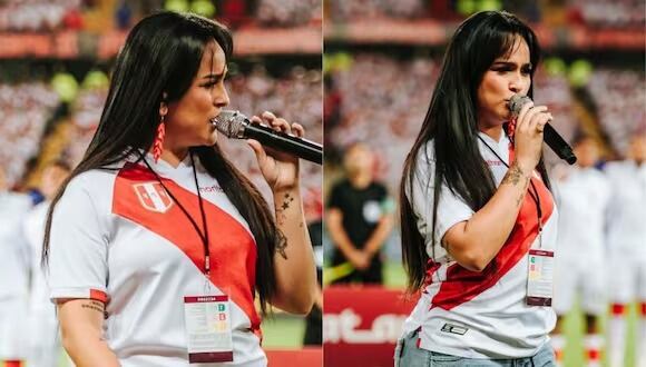 Daniela Darcourt canto en el partido amistoso entre Perú y Paraguay. (Composición)