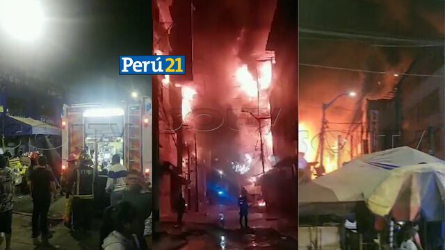 Gran incendio en Tacora arrasa con centro comercial Albarracín en Trujillo (VIDEO)