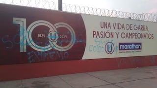 A poco del  ‘U’ vs Cristal: vandalizan fachada del estadio Monumental de Ate